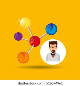 character scientist chemistry molecule structure vector illustration eps 10