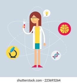 Character - scientist. Vector illustration, flat style 