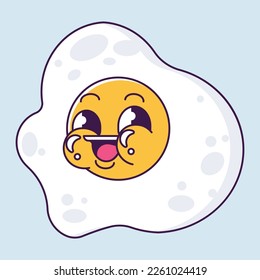 Character scrambled eggs in retro style