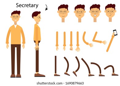 The character is a secretary. Character for animation. Vector character for a cartoon. 