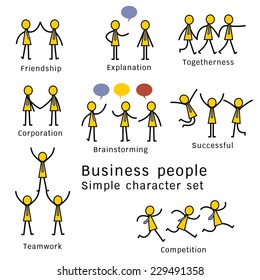 Character set of Business people at work concept. Simple design. 