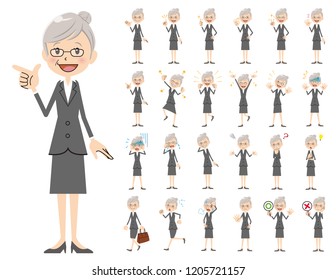 It is a character set of a business women. There are basic emotional expression and pose. It's vector art so it's easy to edit.