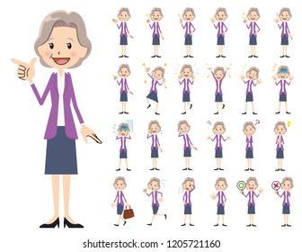 It is a character set of a business women. There are basic emotional expression and pose. It's vector art so it's easy to edit.