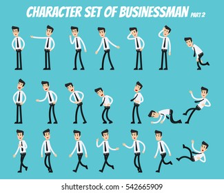Character set of businessman.
Businessman in different poses.