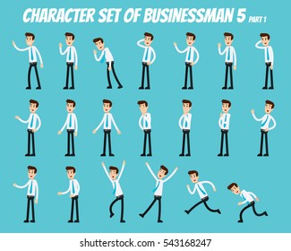 Character set of businessman.
Businessman in different poses.