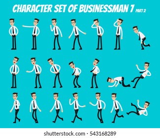 Character set of businessman.
Businessman in different poses.