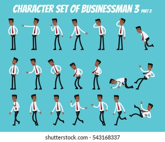 Character set of businessman.
Businessman in different poses.