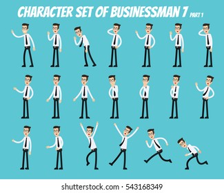 Character set of businessman.
Businessman in different poses.