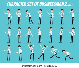 Character set of businessman.
Businessman in different poses.