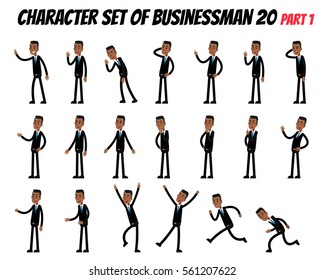 Character set of businessman. Businessman in different poses.