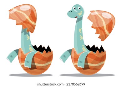 Character set of cute colored cartoon dinosaurs. Dinosaurs from jurassic period Predators and herbivores illustration collection