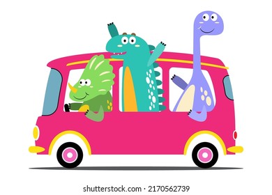 Character set of cute colored cartoon dinosaurs. Dinosaurs from jurassic period Predators and herbivores illustration collection