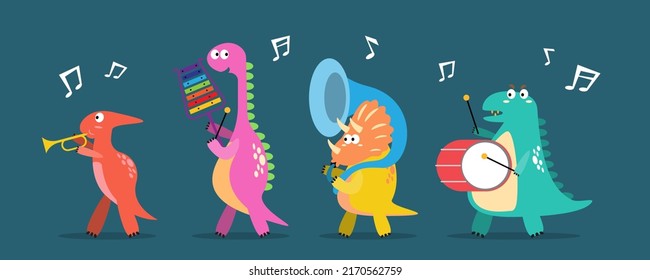 Character set of cute colored cartoon dinosaurs. Dinosaurs from jurassic period Predators and herbivores illustration collection