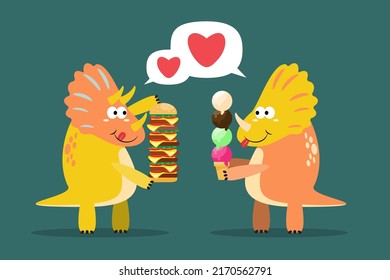 Character set of cute colored cartoon dinosaurs. Dinosaurs from jurassic period Predators and herbivores illustration collection