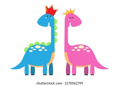 Character set of cute colored cartoon dinosaurs. Dinosaurs from jurassic period Predators and herbivores illustration collection