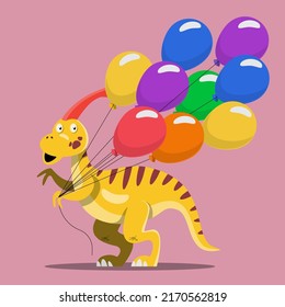 Character set of cute colored cartoon dinosaurs. Dinosaurs from jurassic period Predators and herbivores illustration collection