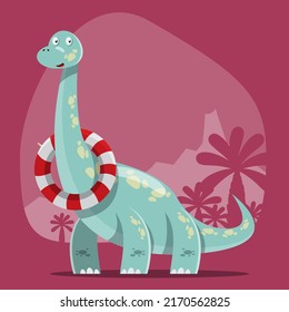 Character set of cute colored cartoon dinosaurs. Dinosaurs from jurassic period Predators and herbivores illustration collection