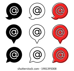 The character set for the dog. The Internet symbol is the separator between the username and the domain in the email address. Vector elements