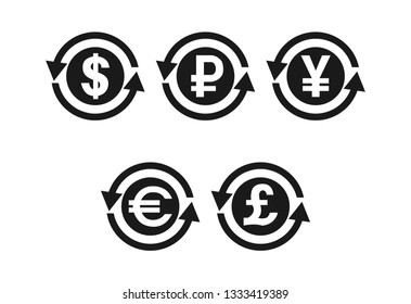 character set of the exchange with the image of currency symbols