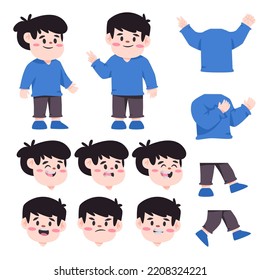Character set of facial emotion pose customization body parts foot body movement