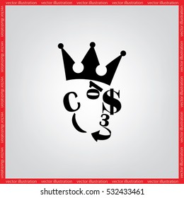 The character set in the form of a human face. Dollar crown figures arrow vector illustration eps10