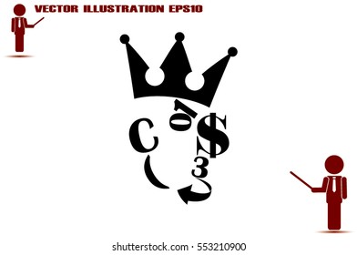 The character set in the form of a human face. Dollar crown figures arrow vector illustration .