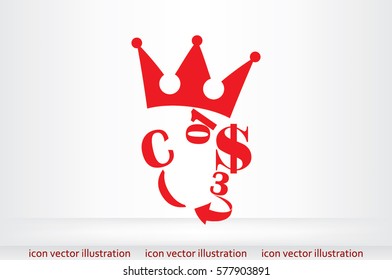 The character set in the form of a human face. Dollar crown figures arrow vector illustration .