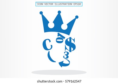 The character set in the form of a human face. Dollar crown figures arrow vector illustration .