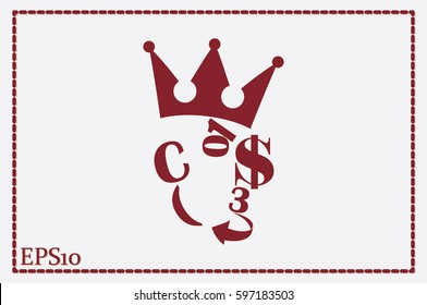 The character set in the form of a human face. Dollar crown figures arrow vector illustration eps10.