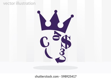 The character set in the form of a human face. Dollar crown figures arrow vector illustration eps10.