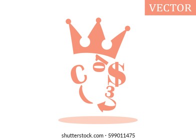 The character set in the form of a human face. Dollar crown figures arrow vector illustration eps10.