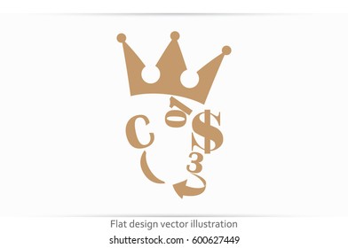 The character set in the form of a human face. Dollar crown figures arrow vector illustration eps10.