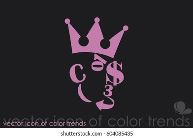 The character set in the form of a human face. Dollar crown figures arrow vector illustration .