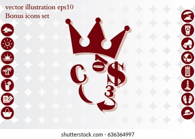 The character set in the form of a human face. Dollar crown figures arrow vector illustration eps10.