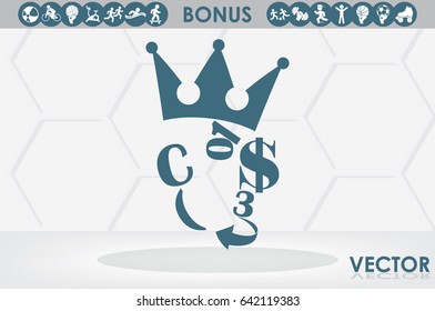 The character set in the form of a human face. Dollar crown figures arrow vector illustration eps10.