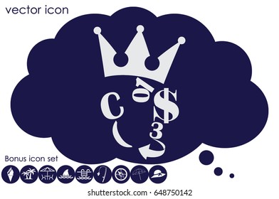 The character set in the form of a human face. Dollar crown figures arrow vector illustration eps10.