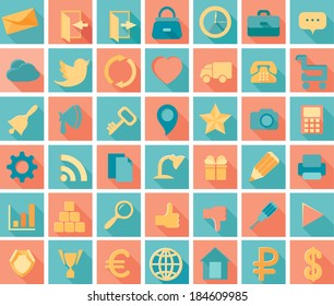The character set  for Internet in blue, yellow and red hues.