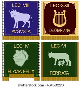 The character set of the legions of ancient Rome. The illustration on a white background.