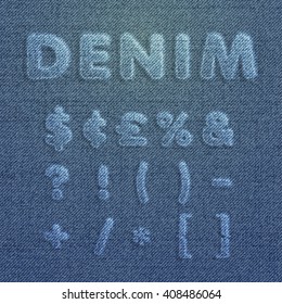 Character set made by denim, vector