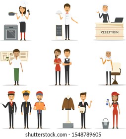 character set reception waiter manager courier salon cooking driver clothes store chef cleaner 