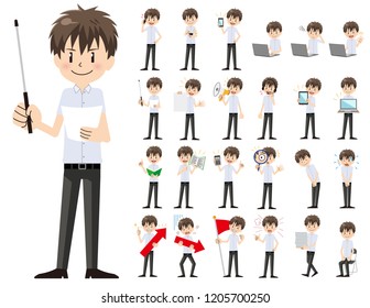 It is a character set of a schoolboy. There are gestures and poses mainly explained. It's vector art so it's easy to edit.