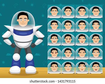 Character Set Spaceman Cartoon Emoticons Vector-01