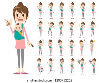 It is a character set of a woman. There are basic emotional expression and pose. It's vector art so it's easy to edit.