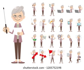 It is a character set of a woman. There are gestures and poses mainly explained. It's vector art so it's easy to edit.