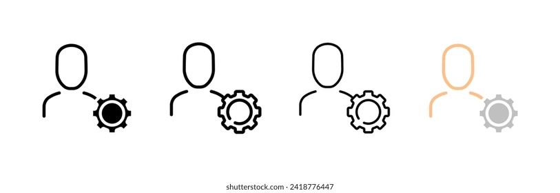 Character settings button icons. Silhouette, linear, and flat style. Vector icons.