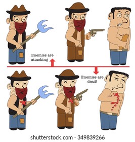 Character sheet for an old west on line game, enemies.