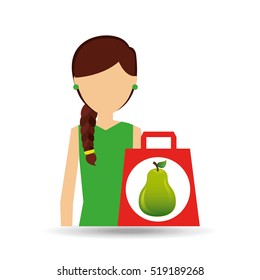 character shopper pear fruit vector illustration eps 10