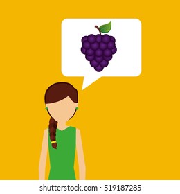 character shopping grape fruit vector illustration eps 10