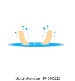 Character of Show a hand for helping, drowning situations.