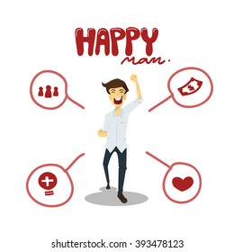 Character show how to happy man